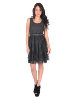 Gracia Womens Lacey Dress   Charcoal   Large Clothing