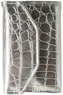  Crocodile Print Cell Phone Wallet/Wristlet Metallic Silver Shoes