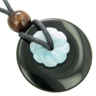 Double Lucky Amulet Spiritual Black Onyx and ite
