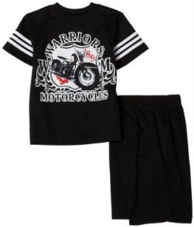 Wes And Willy Boys 2 7 Warrior Motorcycle Pajamas,Black,6