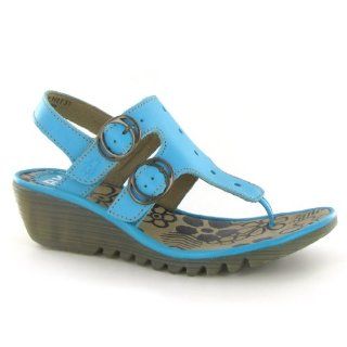  Fly London Osmo Turquoise Leather Womens Sandals Size 40 EU Shoes