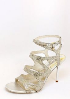  Michael Kors Yvonne Ankle Strap Glitter Heel in Silver Shoes