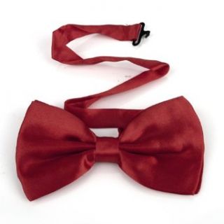 TopTie Mens Solid Red Pretied Satin Bowtie Bow Tie