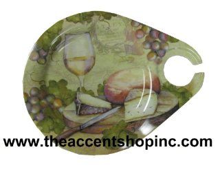 Palm Melamine Party Plate with Wine Glass Holder Sports