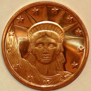 Trader 1 oz 999 Pure Copper Bullion 2012 Statue Of Liberty Design Coin