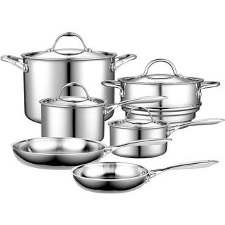 Cooks Standard 10 piece Cookware Multi Ply Clad Stainless Steel Set