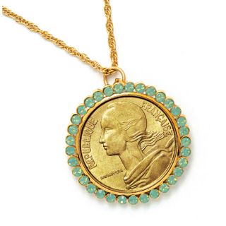 French Coin Pendant with Opal Pacific Crystals Today $19.49 4.5 (2
