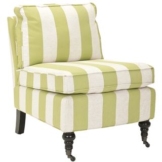 Bosio Striped Beige/Green Armless Club Chair