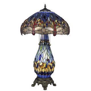 Tiffany style Blue Dragonfly Table Lamp with Lighted Base Today $131