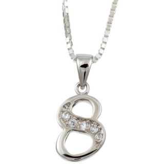 Sterling Essentials Sterling Silver Cubic Zirconia Number 8 Necklace