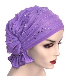 Turban Plus Abbey Cap in Ruffle Lilac Sequin Clothing