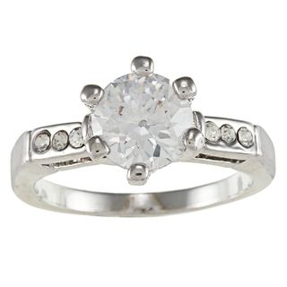 City Style Silvertone Clear Cubic Zirconia Solitaire Engagement style
