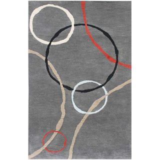 Hand tufted Grey/ Red Wool Rug (8 x 11)