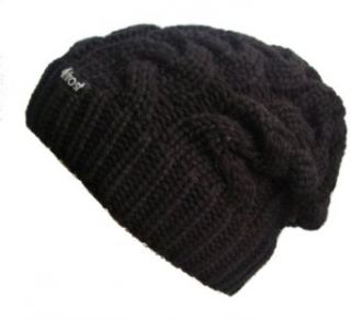Frost Hats Winter Hat for Women BLACK Slouchy Beanie Cable