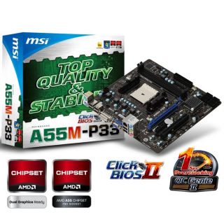Carte mère socket AMD FM1 Llano APU   Chipset AMD A55   2 slots DDR3