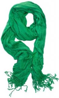 LibbySue Solid Lightweight Crinkle Scarf in Kelly Green
