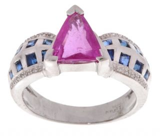 Encore by LeVian 18 kt. White Gold Pink Sapphire/Sapphire Diamond Ring