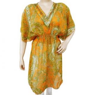 Ibaexports Trendy Orange Georgette Blend Beach Kaftan