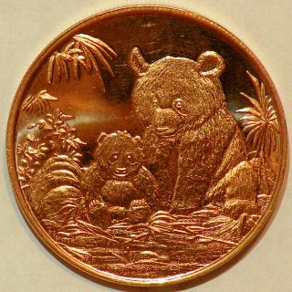 oz 999 Pure Copper Bullion 2012 Panda Design Coin