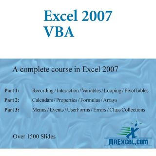 Mr. Excel Excel 2007 VBA Tutorial CD ROM