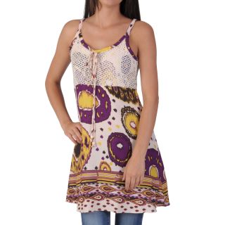Funky People Juniors Tribal Pattern Crochet Accent Tunic Top