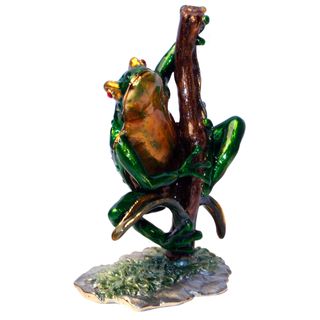 Cristiani Frog on a Tree Pewter Trinket Box
