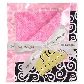 Sweet JoJo Designs Madison Pink and Black Minky Swirl Baby Blanket