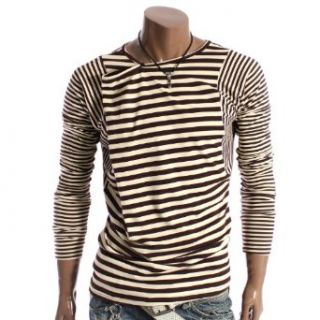 Mens Button neck Stripe T shirts Clothing