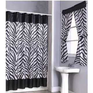 Zebra Print Shower Curtain Set and 4 piece Window Set