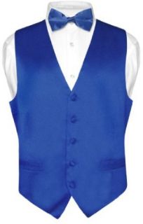 Biagio Mens Solid ROYAL BLUE SILK Dress Vest Bow Tie Set