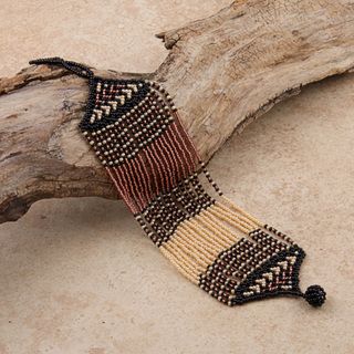 Glass Zulu String Brown/ Black/ Pink Bracelet (South Africa