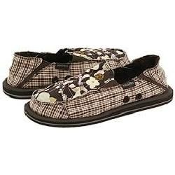 Skechers Chi Chi   Glitter Bug Chocolate Patchwork Canvas Flats   Size