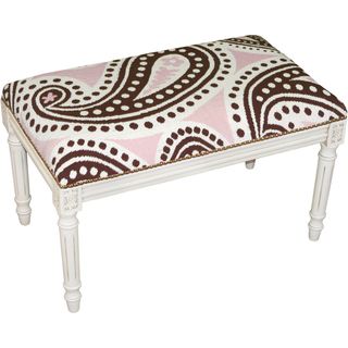 Brown and Pink Paisley Needlepoint Bench