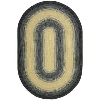 Hand woven Reversible Yellow/ Black Braided Rug (9 x 12 Oval