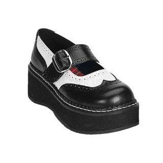 White Faux Leather Platform M/J Shoes Black White Faux Leather Shoes