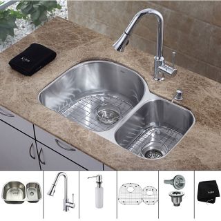 Kraus 30 inch Undermount Double Bowl Stainless Steel Kitchen Sink with