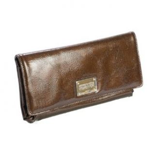 Kenneth Cole Reaction Brown Patent Clutch with Coin Purse