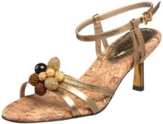 Renee Womens Pamela Ankle Strap Sandal,Antique Gold,6.5 M US Shoes