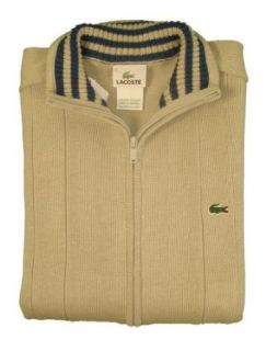 Lacoste Mens Full Zip Cardigan Navy Sweater Tan Clothing