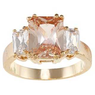 City Style Goldtone Champagne Cubic Zirconia Ring