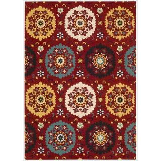 Hand tufted Suzani Red Medallion Rug (8 x 106)