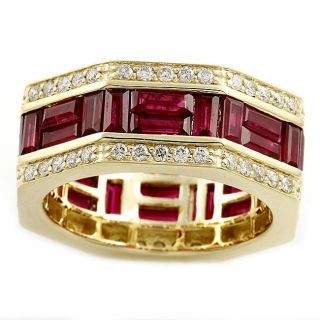 Beverly Hills Charm 14k Yellow Gold Ruby and 1ct TDW Diamond Eternity
