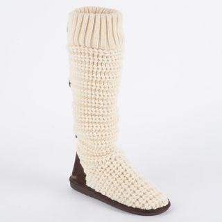 Muk Luks Jessica Vanilla Pull on Horizontal Rib Acrylic Sock Boot