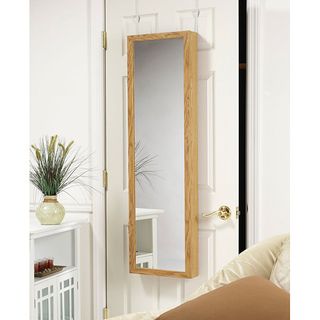 Oak Wood Hanging Armoire Mirror