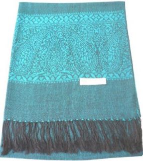 Aqua Blue Karakoram Design 100% Pashmina Shawl Scarf Wrap