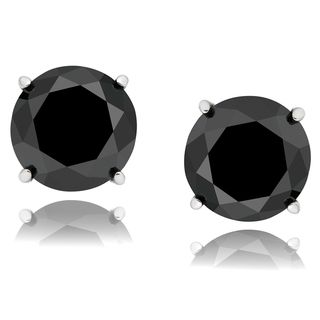 Sterling Silver Black Diamond Stud Earrings