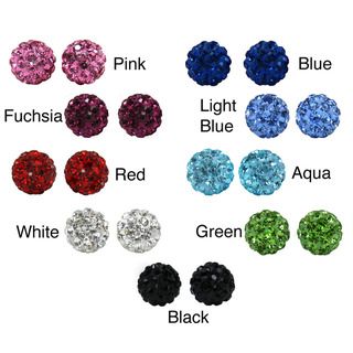 Sterling Silver Crystal Studded 6 mm Round Stud Earrings