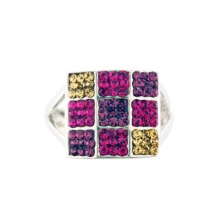 Sterling Silver Multicolored Crystal Ring