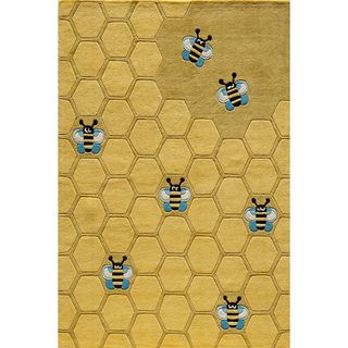 Hand tufted Lil Mo Honeycomb Gold Rug