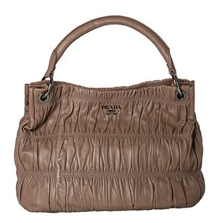 Prada Gaufre Taupe Nappa Leather Hobo Bag
